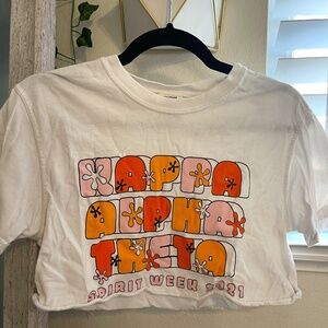 White Theta cropped tee